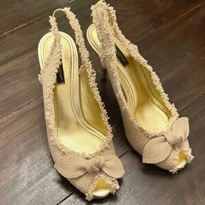 Dolce & Gabbana Beige Peep-Toe Slingbacks